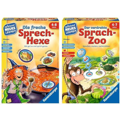 Ravensburger 24944 - Die freche Sprech-Hexe & 24945 - Der verdrehte Sprach-Zoo - Spielen und Lernen für Kinder, Lernspiel für Kinder von 4-7 Jahren, Spielend Neues Lernen für 2-4 Spieler von Ravensburger