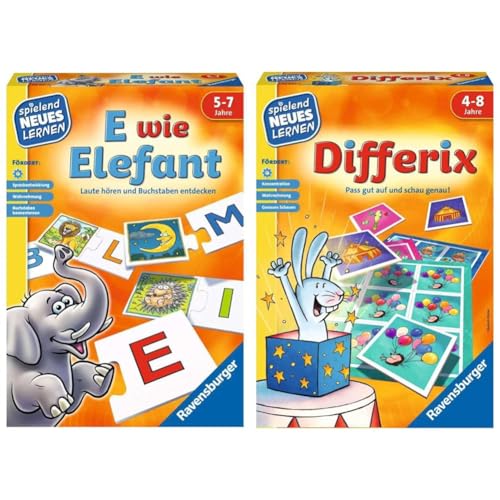 Ravensburger 24951 - E wie Elefant - Spielen und Lernen für Kinder & 24930 - Differix - Spielen und Lernen für Kinder, Lernspiel für Kinder von 4-8 Jahren, Spielend Neues Lernen für 1-4 Spieler von Ravensburger