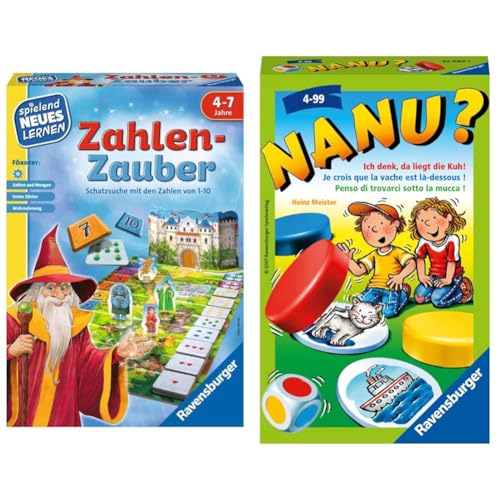 Ravensburger 24964 - Zahlen-Zauber - Spielen und Lernen für Kinder & 23063 - Nanu? Mitbringspiel für 2-4 Spieler, Merkspiel ab 4 Jahren, kompaktes Format, Reisespiel, Würfelspiel von Ravensburger