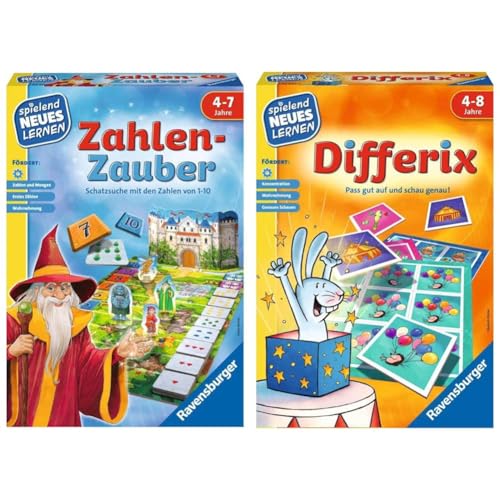 Ravensburger 24964 - Zahlen-Zauber - Spielen und Lernen für Kinder & 24930 - Differix - Spielen und Lernen für Kinder, Lernspiel für Kinder von 4-8 Jahren, Spielend Neues Lernen für 1-4 Spieler von Ravensburger