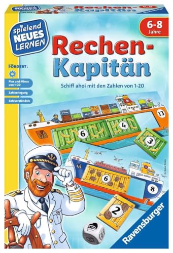 Ravensburger 24972 - Rechen-Kapitän - Spielen und Lernen für Kinder, Lernspiel für Kinder von 6-8 Jahren, Spielend Neues Lernen für 1-4 Spieler, Zahlenraum 1-20 Ravensburger 24972 - Rechen-Kapitän - Spielen und Lernen für Kinder, Lernspiel für Kinder von 6-8 Jahren, Spielend Neues Lernen für 1-4 Spieler, Zahlenraum 1-20 von Ravensburger