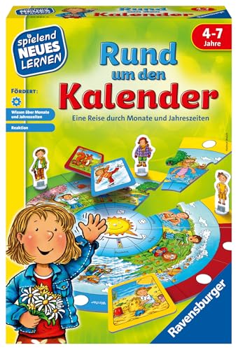 Ravensburger 24984 - Rund um den Kalender - Spielen und Lernen für Kinder, Lernspiel für Kinder von 4-7 Jahren, Spielend Neues Lernen für 2-4 Spieler, Yellow von Ravensburger