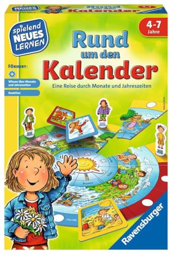 Ravensburger 24984 - Rund um den Kalender - Spielen und Lernen für Kinder, Lernspiel für Kinder von 4-7 Jahren, Spielend Neues Lernen für 2-4 Spieler, Yellow von Ravensburger