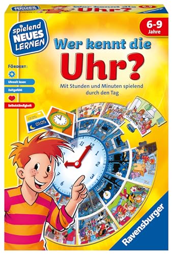 Ravensburger 24995 - Wer kennt die Uhr? - Spielen und Lernen für Kinder, Lernspiel für Kinder ab 6-9 Jahren, Spielend Neues Lernen für 1-4 Spieler, Yellow von Ravensburger