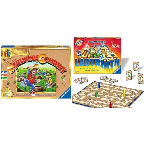 Ravensburger 26423 - Die Maulwurf Company & Familienspiel 26955 - Das verrückte Labyrinth - Gesellschaftsspiel - Spieleklassiker für 2-4 Personen, Brettspiel ab 7 Jahren von Ravensburger