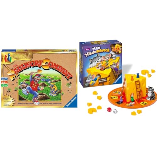 Ravensburger 26423 - Die Maulwurf Company & Kinderspiele 24562 - Max Mäuseschreck - Würfelspiel für 2 bis 4 Spieler, Kinderspiel ab 4 Jahren von Ravensburger