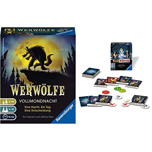 Ravensburger 26703 - Werwölfe - Vollmondnacht, Gesellschaftsspiel ab 9 Jahren & 26025 Wer Wörter - Spannendes Wort-Ratespiel für Erwachsene und Kinder ab 10 Jahren von Ravensburger