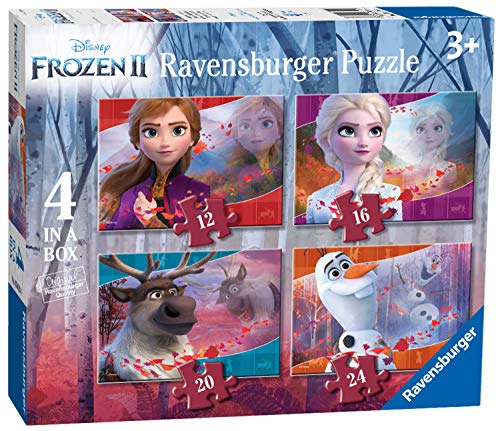 Ravensburger Kinderpuzzle 03019 Disney Frozen 2: 4 Puzzles in a Box Puzzle-12/16/20/24 Teile [Exklusiv bei Amazon] von Ravensburger