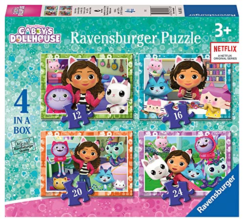 Ravensburger 3143 Gabby's Dollhouse Puzzles für Kinder ab 3 Jahren – 4 in Einer Box (12, 16, 20, 24 Teile) – Lernspielzeug für Kleinkinder von Ravensburger