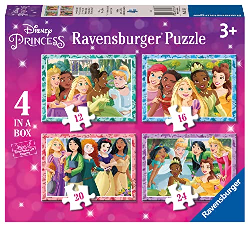 Ravensburger Disney Princess Toys – 4 in Einer Box Puzzle – 12, 16, 20, 24 Teile – Edition 2023 von Ravensburger