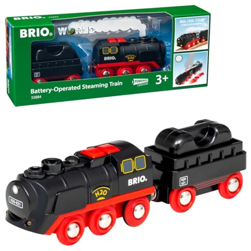 BRIO World 33884 Batterie-Dampflok mit Wassertank - Lokomotive mit echtem kühlen Dampf und Wasserbehälter zum Nachfüllen - Empfohlen ab 3 Jahren von BRIO