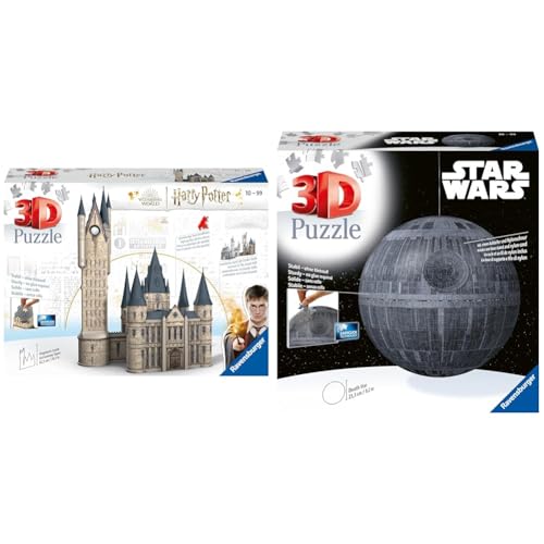 Ravensburger 3D Puzzle 11277 Harry Potter Hogwarts Schloss Astronomieturm 615 Teile & 3D Puzzle 11555 Star Wars Todesstern 540 Teile Puzzleball für Erwachsene und Kinder ab 10 Jahren von Ravensburger