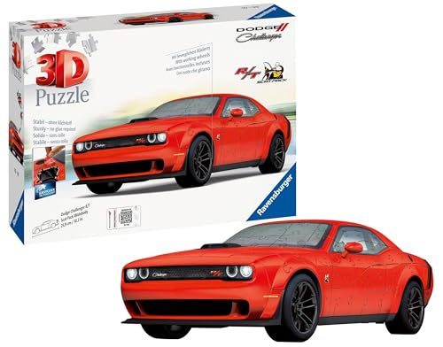 Ravensburger 3D Puzzle 11284 - Dodge Challenger R/T Scat Pack Widebody - Die Ikone unter den Muscle Cars als 3D Puzzle Auto - für Dodge Fans ab 10 Jahren von Ravensburger