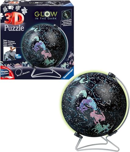 Ravensburger 3D Puzzle 11544 - Glow In The Dark Sternenglobus - Der Sternenhimmel als Nachleuchtender Globus aus 180 3D Puzzleteilen - für Erwachsene und Kinder von Ravensburger