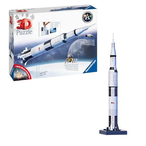 Ravensburger 3D Puzzle 11545 - Apollo Saturn V Rakete - zum Zusammenbauen und Erkunden - Für alle Weltraum Fans ab 8 Jahren von Ravensburger