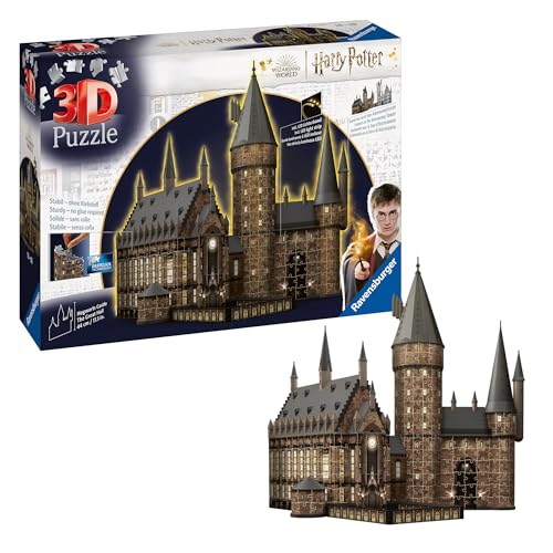 Ravensburger 3D Puzzle 11550 - Harry Potter Hogwarts Schloss - Die Große Halle - Night Edition - die beleuchtete Great Hall des Hogwarts Castle für alle Harry Potter Fans ab 10 Jahren von Ravensburger