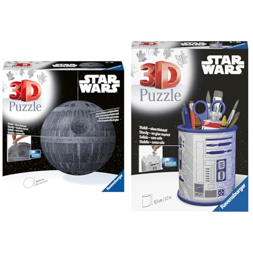 Ravensburger 3D Puzzle 11555 - Star Wars Todesstern - 540 Teile - Puzzleball für Erwachsene und Kinder ab 10 Jahren & 3D Puzzle 11554- Utensilo Star Wars R2D2-54 Teile von Ravensburger