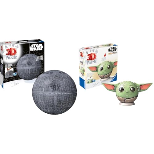 Ravensburger 3D Puzzle 11555 - Star Wars Todesstern - 540 Teile & 3D Puzzle 11556 - Puzzle-Ball Grogu mit Ohren - 72 Teile von Ravensburger