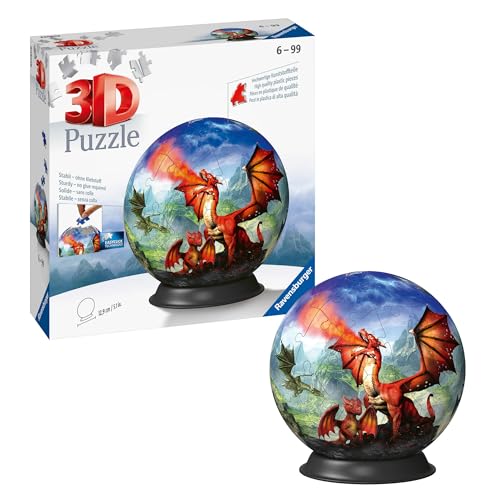 Ravensburger 3D Puzzle 11565 - Puzzle-Ball Mystische Drachen - Puzzeln in DREI Dimensionen nach Motiv oder Zahlen - für Erwachsene und Kinder ab 6 Jahren von Ravensburger