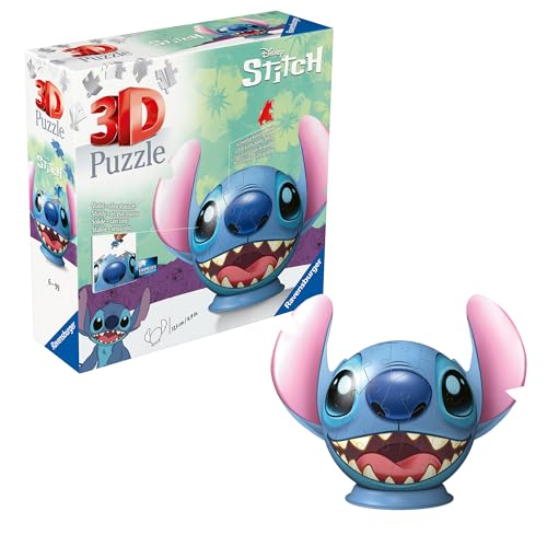 Ravensburger 3D Puzzle 11574 - Puzzle-Ball Stitch - Puzzleball mit ansteckbaren Ohren - für kleine und große Stitch und Disney Fans ab 6 Jahren von Ravensburger