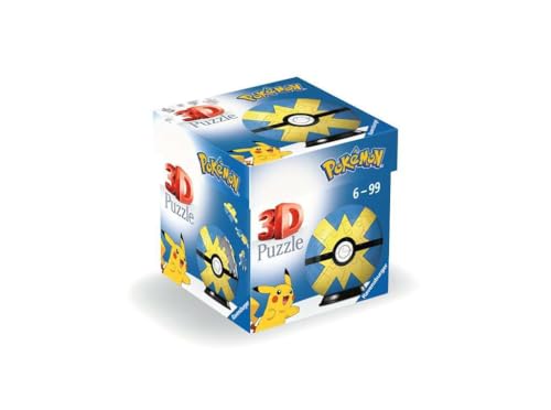 Ravensburger 3D Puzzle 11580 - Puzzle-Ball Pokémon Pokéballs - Flottball - [EN] Quick Ball - für große und kleine Pokémon Fans ab 6 Jahren, Amarillo, Azul von Ravensburger