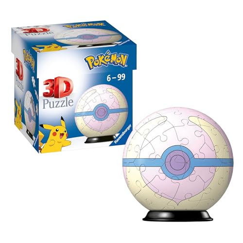 Ravensburger 3D Puzzle 11582 - Puzzle-Ball Pokémon Pokéballs - Heilball - [EN] Heal Ball - für große und kleine Pokémon Fans ab 6 Jahren von Ravensburger