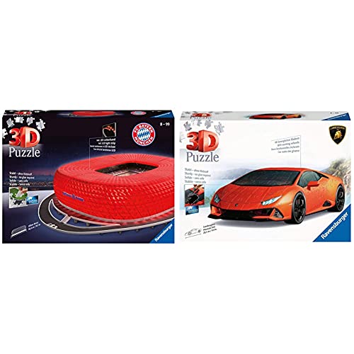 Ravensburger 3D Puzzle 12530 - Allianz Arena bei Nacht - FC Bayern München Fanartikel, 3D Puzzle & Lamborghini Huracán EVO - 3D Puzzle für Erwachsene und Kinder ab 8 Jahren, Modellauto von Ravensburger