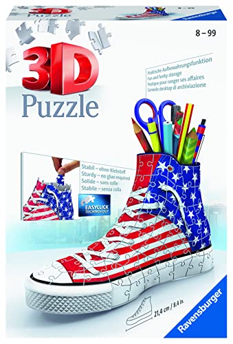 Ravensburger 3D Puzzle 12549 - Sneaker American Style - Praktischer Stiftehalter im Stars and Stripes Design - Schreibtisch-Organizer für Erwachsene und Kinder ab 8 Jahren von Ravensburger