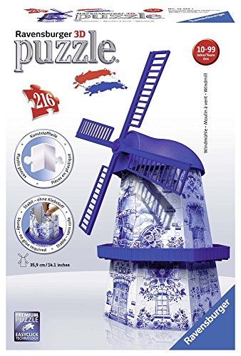 Ravensburger 12519 3D-Puzzles Baureihe Midi-Serie, Holländische Mühle von Ravensburger