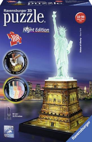 Ravensburger 3D Puzzle Freiheitsstatue bei Nacht 12596 Freiheitsstatue bei Nacht 1St. von Ravensburger