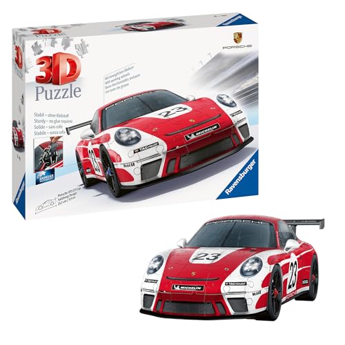 Ravensburger 3D Puzzle 11558 - Porsche 911 GT3 Cup im Salzburg Design - Die berühmte Fahrzeug und Sportwagen Ikone im legendären Design als 3D Puzzle Auto von Ravensburger