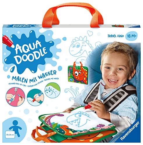 Ravensburger 4566 Aquadoodle Travel Dino - Erstes Malen für unterwegs - Fleckenfreier Malspaß mit Wasser - Reiseset für Kinder ab 18 Monaten, Beschäftigung für Kinder im Flugzeug, Auto, Zug von Ravensburger