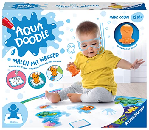 Ravensburger 4568 Aquadoodle Magic Ocean - Fleckenfreies Stempeln und Entdecken mit Wasser - Stempelset mit magischer Stoffmatte für Babys ab 1 Jahr, Spielzeug ab 1 Jahr von Ravensburger