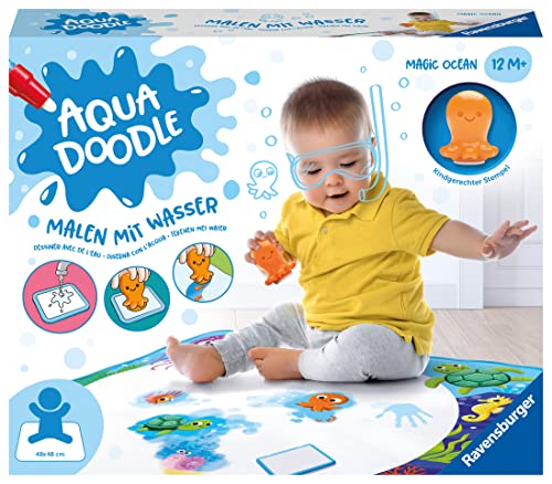 Ravensburger 4568 Aquadoodle Magic Ocean - Fleckenfreies Stempeln und Entdecken mit Wasser - Stempelset mit magischer Stoffmatte für Babys ab 1 Jahr von Ravensburger