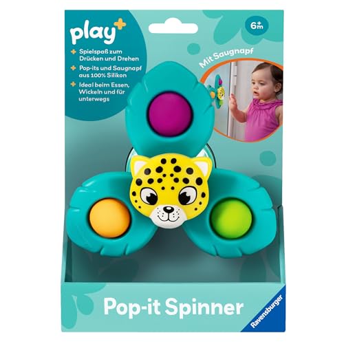 Ravensburger 4868 Play+ Pop-it Spinner: Leopard, Saugnapf-Spielzeug, Silikon-Spielzeug, Baby-Spielzeug ab 6 Monate von Ravensburger