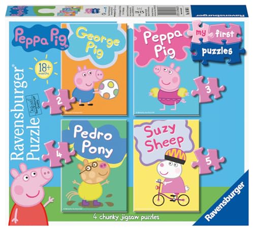 Ravensburger 6960 Peppa Pig Wutz – Meine ersten Puzzles (2, 3, 4 und 5 Teile) Kleinkindspielzeug für Kinder ab 18 Monaten, Mehrfarbig, 11,5 x 16,5 x 0,2 cm von Ravensburger