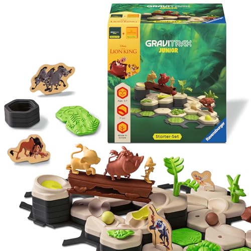 Ravensburger 73437 GraviTrax Junior Starter-Set Disney Lion King, Murmelbahn für Kinder ab 3 Jahren, mit Spielfiguren aus der König der Löwen-Welt von Ravensburger