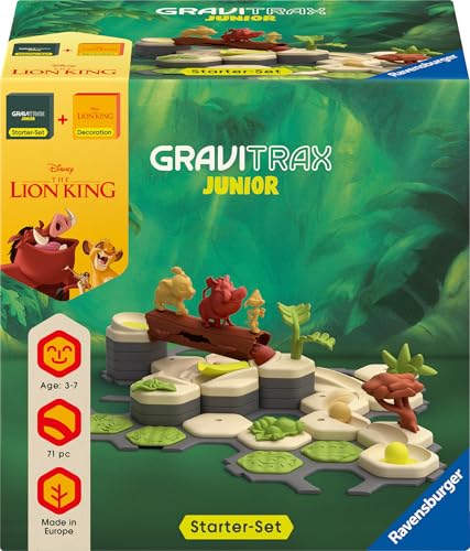 Ravensburger 73437 GraviTrax Junior Starter-Set Disney Lion King, Murmelbahn für Kinder ab 3 Jahren, mit Spielfiguren aus der König der Löwen-Welt von Ravensburger