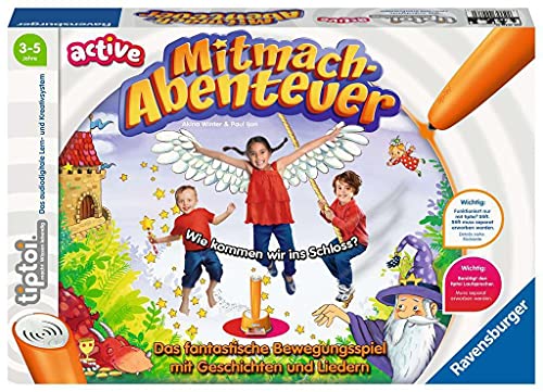 Ravensburger tiptoi Active Spiel 00076, Mitmach-Abenteuer, Bewegungsspiel ab 3 Jahren, mit Geschichten, schönen Liedern und lustigen Reimen von Ravensburger