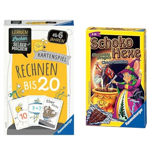 Ravensburger 80349 - Lernen Lachen Selbermachen & 23082 - Schoko Hexe, Mitbringspiel für 2-6 Spieler, Kartenspiel ab 6 Jahren, kompaktes Format, Reisespiel von Ravensburger