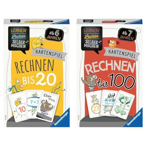 Ravensburger 80349 - Lernen Lachen Selbermachen & 80660 - Lernen Lachen Selbermachen: Rechnen bis 100, Kinderspiel ab 7 Jahren, Lernspiel für 1-5 Spieler, Kartenspiel von Ravensburger