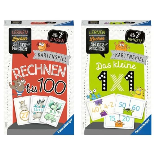 Ravensburger 80660 - Lernen Lachen Selbermachen & 80350 - Lernen Lachen Selbermachen: Das kleine 1 x 1, Kinderspiel ab 7 Jahren, Lernspiel für 1-4 Spieler, Kartenspiel von Ravensburger