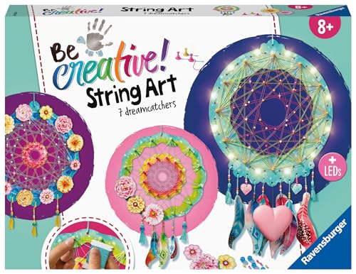 Ravensburger 18235 Be Creative String Art Traumfänger, Bastelset für Kinder ab 8 Jahren, Kreative Traumfänger mit LEDs von Ravensburger