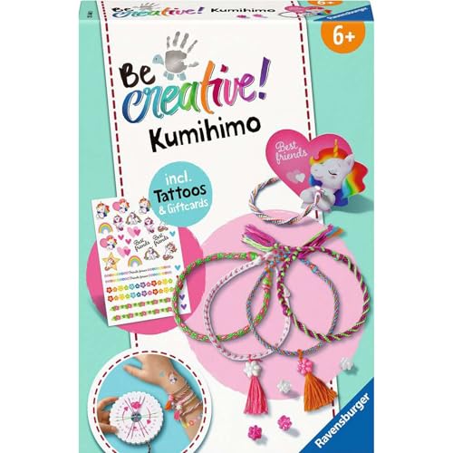 Ravensburger BeCreative Kumihimo & Tattoos - Bastelset für Kinder ab 6 Jahren, Freundschaftsbändchen flechten für Mädchen und Jungen - 25540 Ravensburger BeCreative Kumihimo & Tattoos - Bastelset für Kinder ab 6 Jahren, Freundschaftsbändchen flechten für Mädchen und Jungen - 25540 von Ravensburger