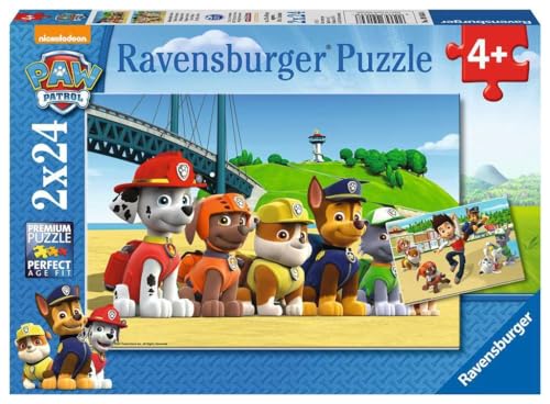 Ravensburger Kinderpuzzle - 09064 Heldenhafte Hunde - Puzzle für Kinder ab 4 Jahren, Paw Patrol Puzzle mit 2x24 Teilen von Ravensburger