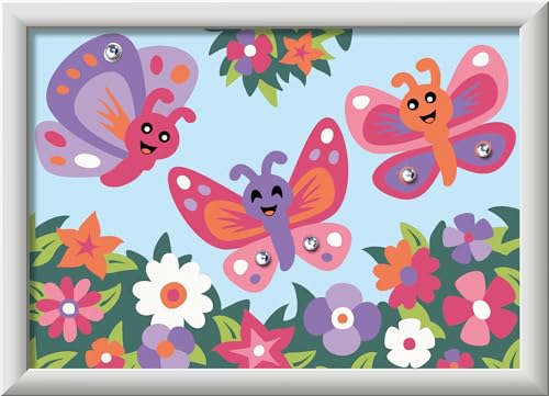 Ravensburger CreArt 23763 - Fröhliche Schmetterlinge - Malen nach Zahlen ab 7 Jahre, Malset mit Rahmen, Pinsel und Acrylfarben, Geschenk für Mädchen und Jungen, mit Glitzer Ravensburger CreArt 23763 - Fröhliche Schmetterlinge - Malen nach Zahlen ab 7 Jahre, Malset mit Rahmen, Pinsel und Acrylfarben, Geschenk für Mädchen und Jungen, mit Glitzer von Ravensburger