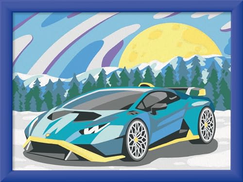 Ravensburger CreArt 23959 - Blauer Lamborghini - Malen nach Zahlen Auto für Kinder ab 9 Jahre von Ravensburger