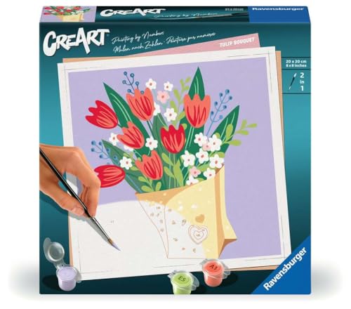 Ravensburger CreArt - 25518 - Tulpenstrauß - Malen nach Zahlen für Erwachsene - ab 12 Jahren, Malen nach Zahlen Blumen von Ravensburger