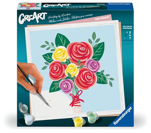 Ravensburger CreArt - 25520 - Rosenstrauß - Malen nach Zahlen für Erwachsene - ab 12 Jahren, Malen nach Zahlen Blumen von Ravensburger