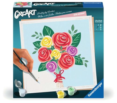 Ravensburger CreArt - 25520 - Rosenstrauß - Malen nach Zahlen für Erwachsene - ab 12 Jahren, Malen nach Zahlen Blumen von Ravensburger